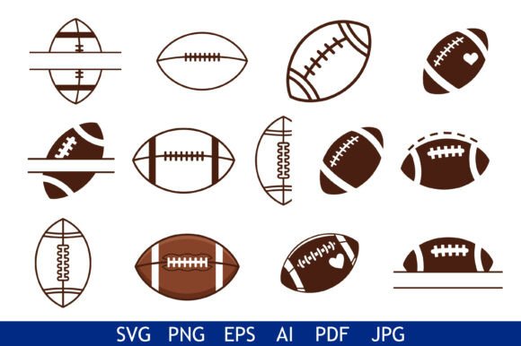 American Football Ball Vector Set: Graphics for Crafts & Branding