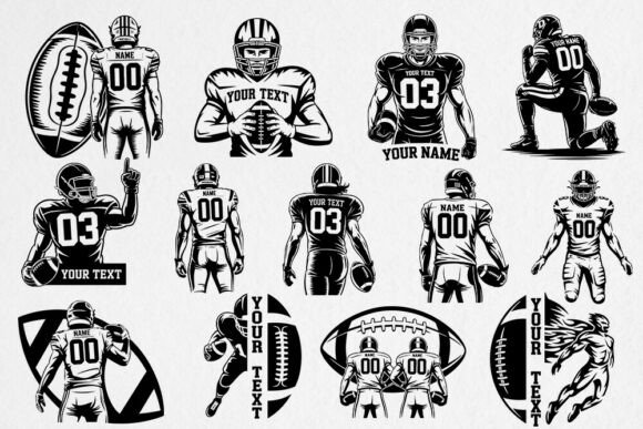 Custom Football Player SVG Bundle for Crafts & Graphics