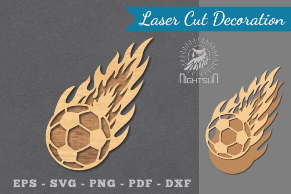 Fire Football Laser Cut Decoration SVG: Wall Decor for Laser Cutting