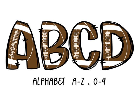 Football Alphabet Doodle Sublimation Graphics for Crafts