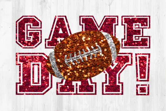 Football Game Day Red Glitter Graphics for Crafts
