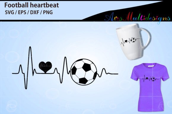 Football Heartbeat Graphics for Crafts