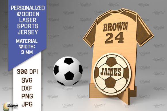 Football Player Jersey Sign: Laser-Cut Stand Design