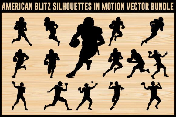 Football Player Motion Silhouettes: Graphics for Crafts & Content