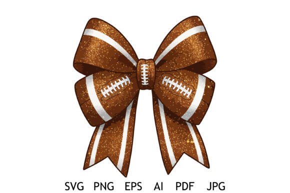 Glitter Football Cheer Bow Graphics for Crafts