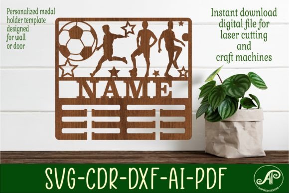 Soccer Football Medal Holder SVG: Laser Cutting & Wall Decor