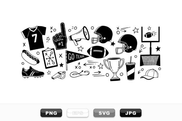 Vintage Football Icon Clipart Set: Graphics for Crafts & Branding